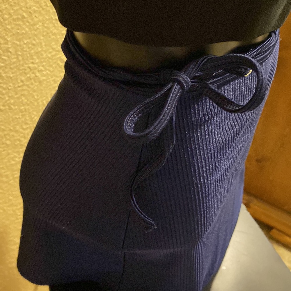 Women's Ribbed Swim Skirt with Drawstring - Navy